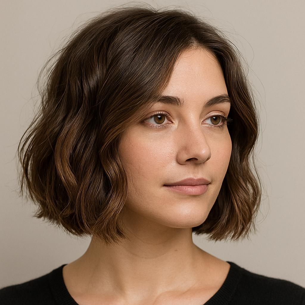 Textured or Wavy Jawline Bob
