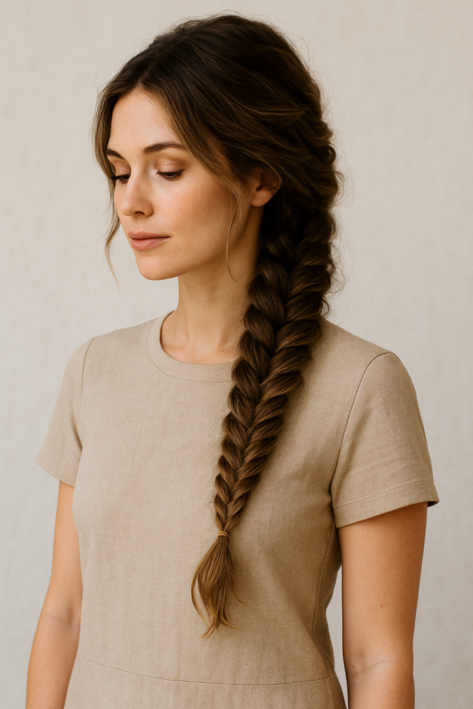 Side-Swept Loose Fishtail Braid