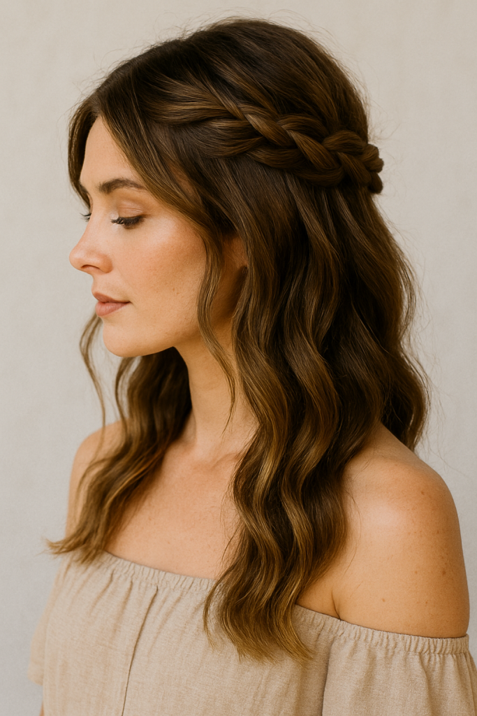Braided Half-Updo with Waves


