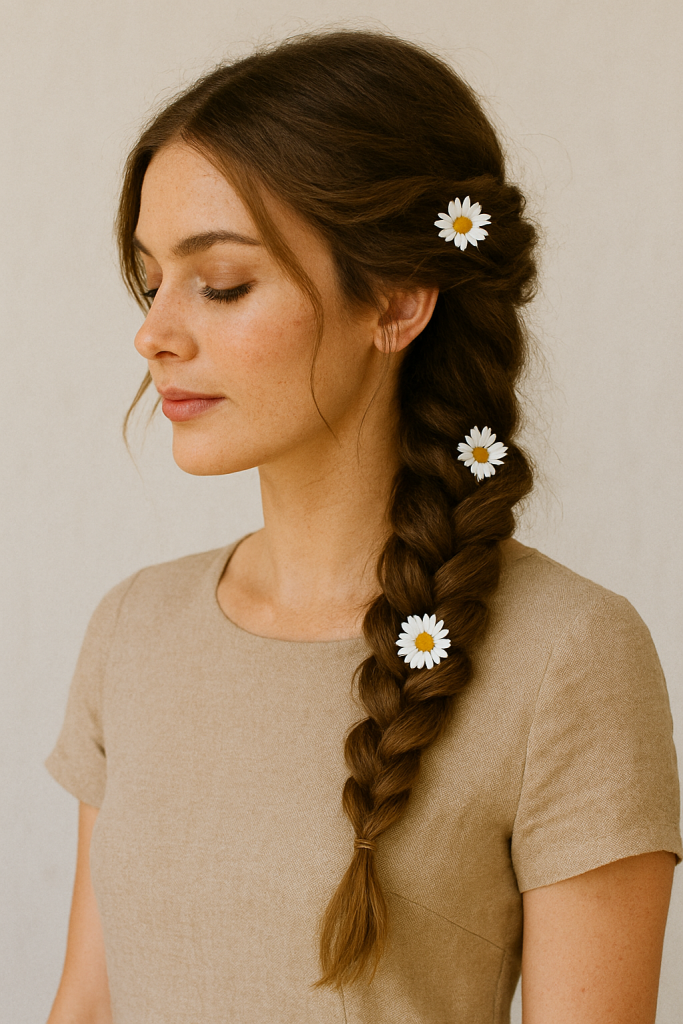 Twisted Braid with Floral Accessories


