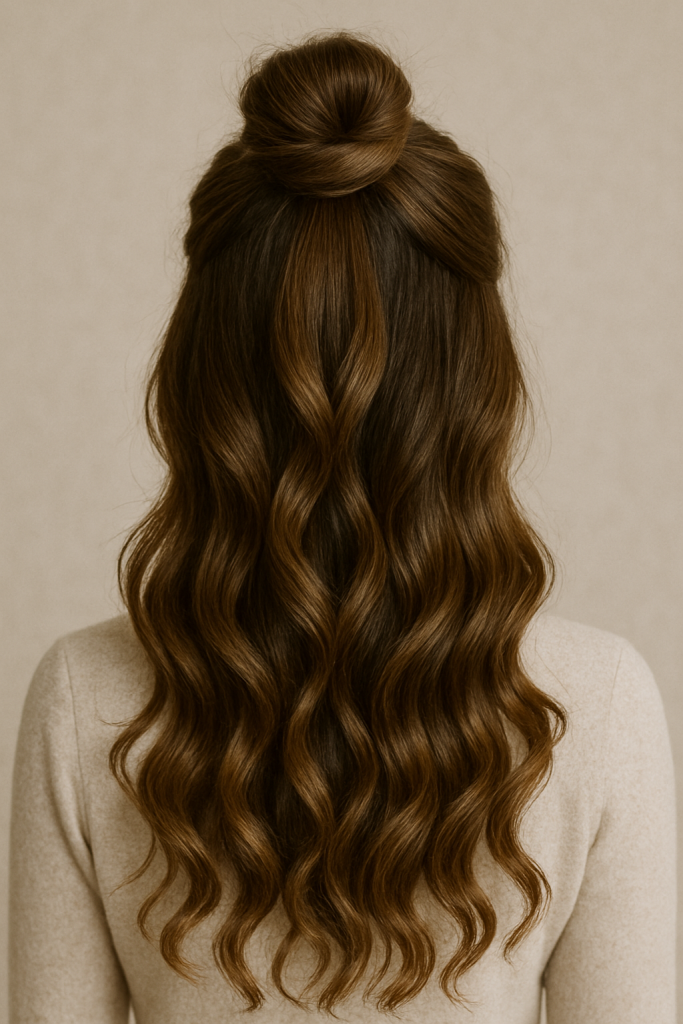 Half-Up Bun with Soft Curls