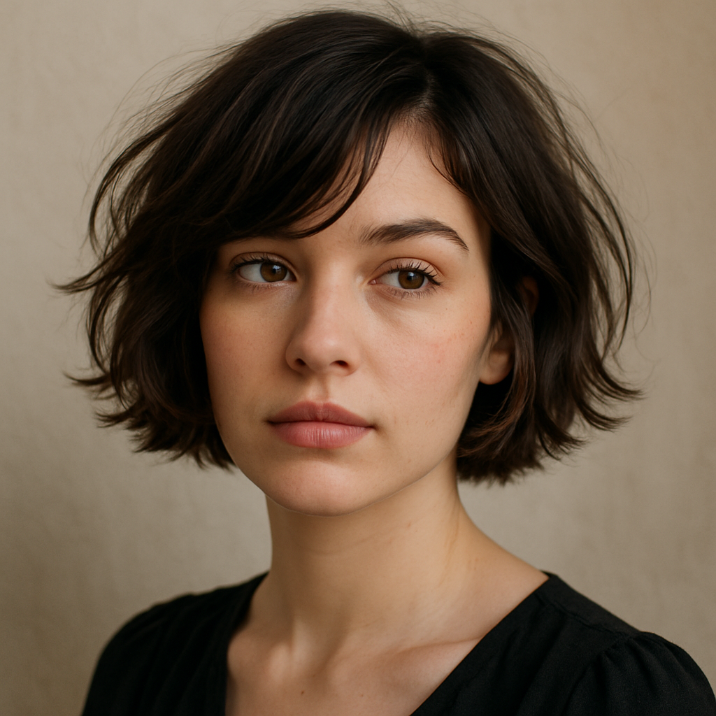 Tousled French Bob with Side Part
