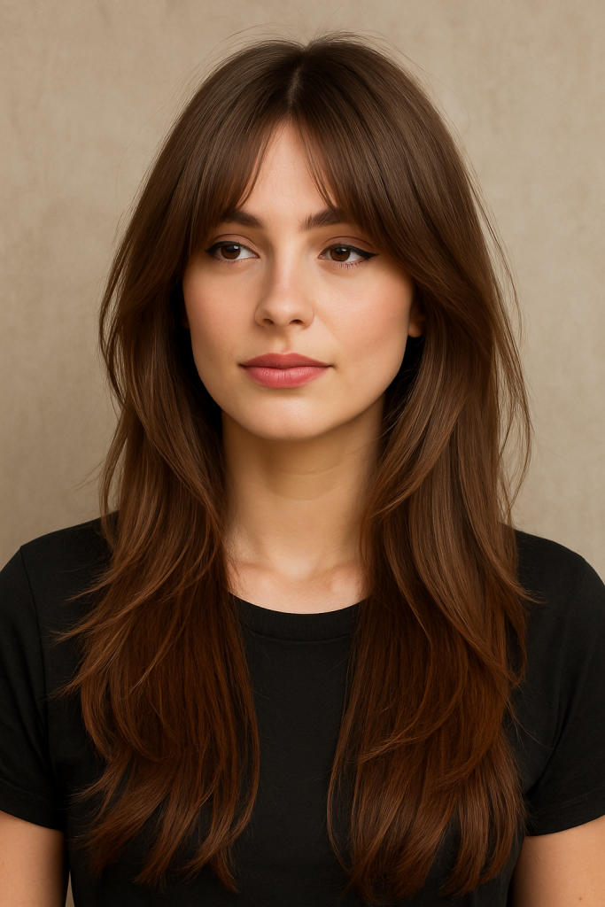 Long Layers with Curtain Bangs