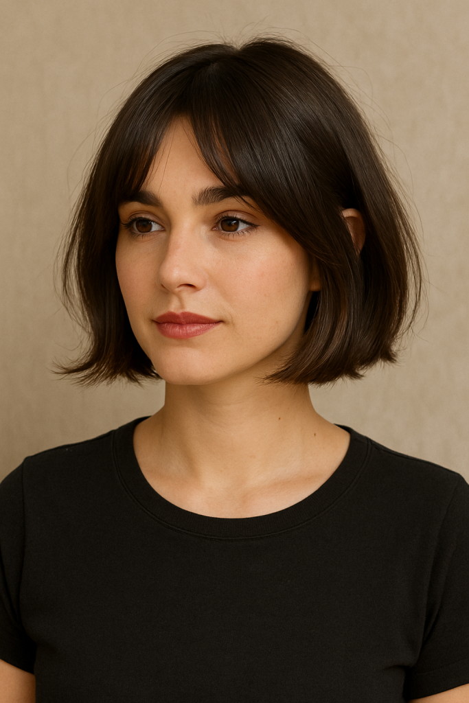 Curtain Bangs with a French Bob