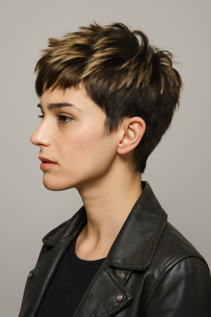 Bold Pixie Cut with Highlights